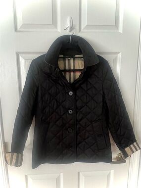 Burberry Black Quilted Jacket and Vest Lining Signature Beige Check Trim Size M